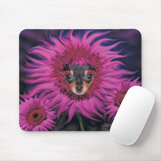 Chihuahua Puppy Flower Blommar Mouse Pad Musmatta (Med mus)