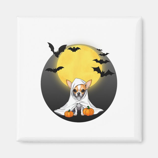 Chihuahua Puppy Ghost Halloween Costume - Small Do Magnet (Framsidan)