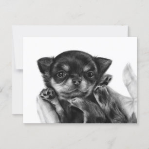 Chihuahua Puppy Hand målade teckningar Vykort