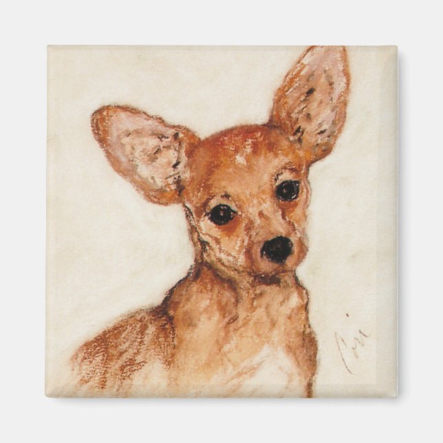Chihuahua Puppy Hund Art Magnet (Framsidan)