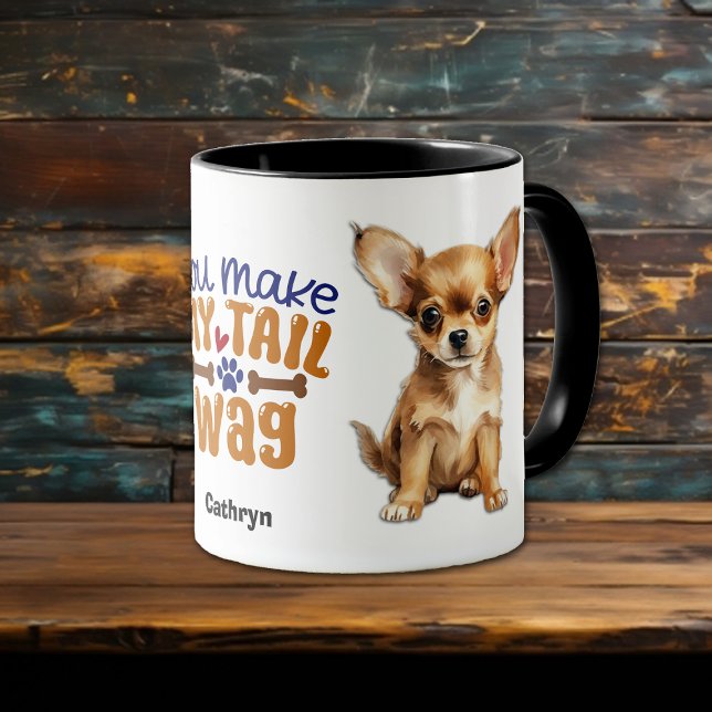 Chihuahua Puppy Hund du gör mitt Svan Wag Mugg (Skapare uppladdad)