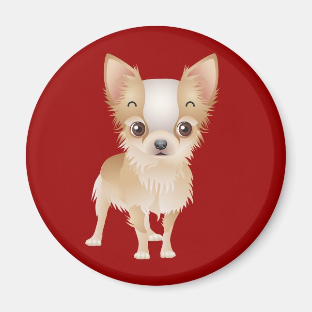 Chihuahua Puppy Hund Red Fridge Magnet (Framsidan)