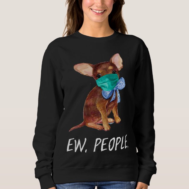 Chihuahua Puppy Hund Wearing a Ansikte Mask Ew Peo T Shirt (Framsida)