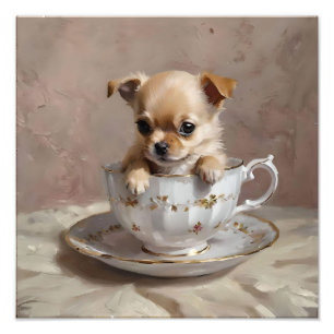 Chihuahua Puppy in A Tekopp Oil Paint, Fototryck