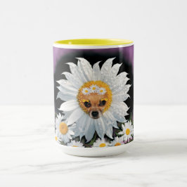Chihuahua Puppy och Daisy Flowers Mugg