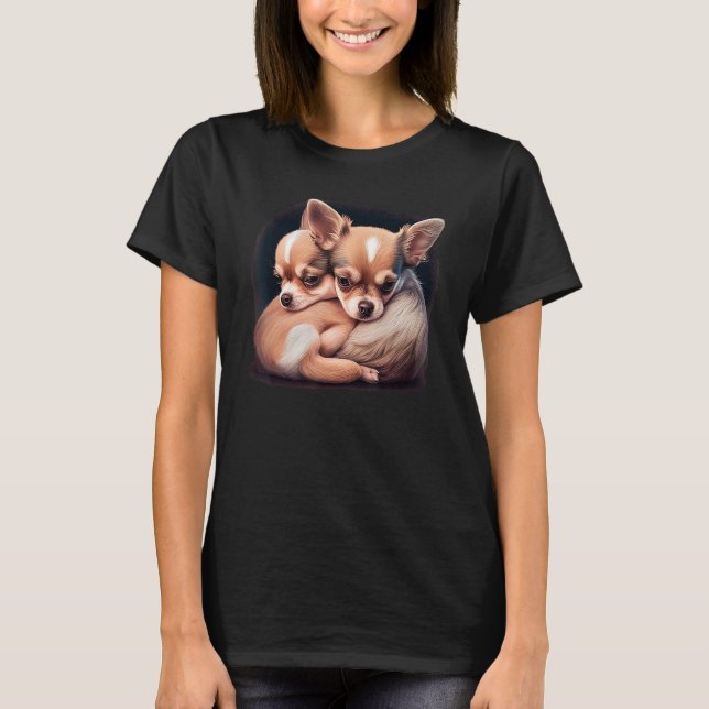 Chihuahua Puppys  Cute Dogs Little Love Heart 1 T Shirt (Framsida)