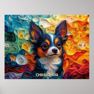Chihuahua Quilling Art Hund Porträtt Poster
