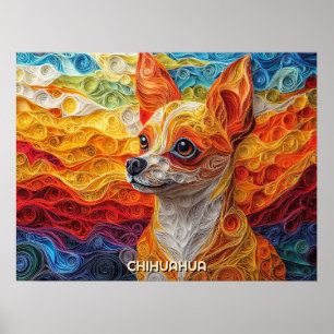Chihuahua Quilling Art Hund Porträtt Poster