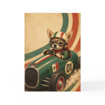 Chihuahua Racingbil Julkort