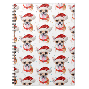Chihuahua ras vattenfärg hund mönster jul anteckningsbok