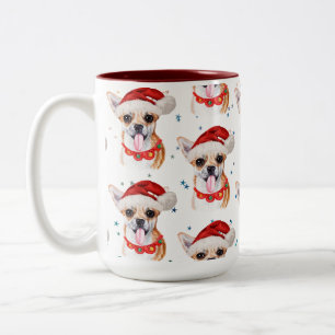Chihuahua ras vattenfärg hund mönster jul Två-Tonad mugg