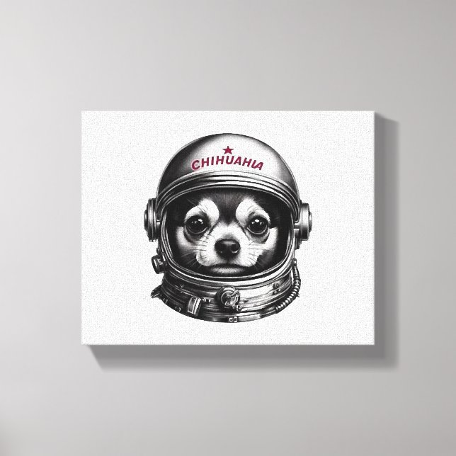 Chihuahua,Retro Sovjetisk rymdhund resenär Canvastryck (Framsida)