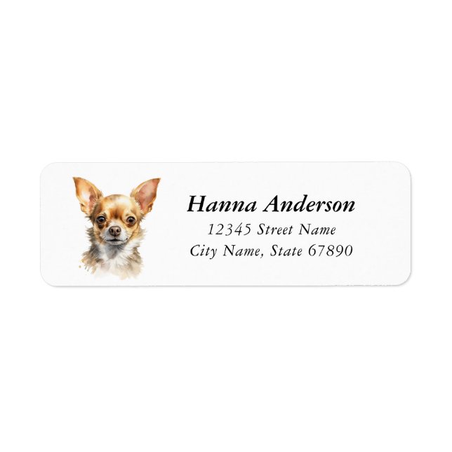 Chihuahua Returetiketter Returadress Etikett (Framsidan)
