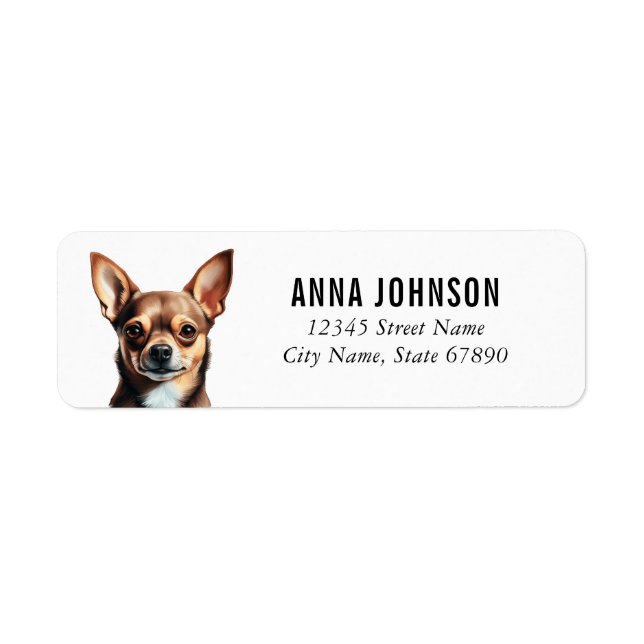 Chihuahua Returetiketter Returadress Etikett (Framsidan)