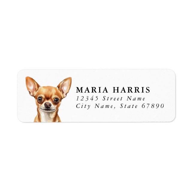 Chihuahua Returetiketter Returadress Etikett (Framsidan)