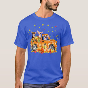 Chihuahua Riding Lastbil Pumpkin Höst löv Fall T Shirt