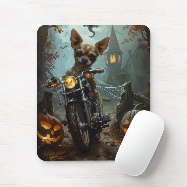 Chihuahua Riding Motorcycle Halloween Scary Musmatta (Med mus)