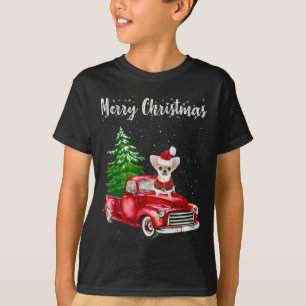 Chihuahua Riding Red Lastbil God jul Hund Lov T Shirt