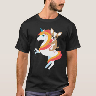 Chihuahua Riding Unicorn Cute Rolig hund Halloween T Shirt