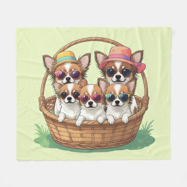 Chihuahua roliga valpar fleecefilt (Framsidan (Horisontell))