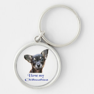 Chihuahua Rund Silverfärgad Nyckelring