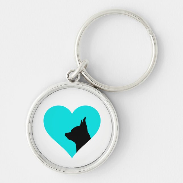 Chihuahua Rund Silverfärgad Nyckelring (Framsidan)