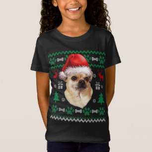 Chihuahua Santa Hat jul Ugly Sweater Pajama T Shirt