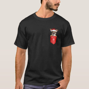 Chihuahua Santa Hat-julen i Pocket Julafton Hund L T Shirt