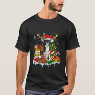Chihuahua Santa Hat Reindeer jul Ljus T Shirt