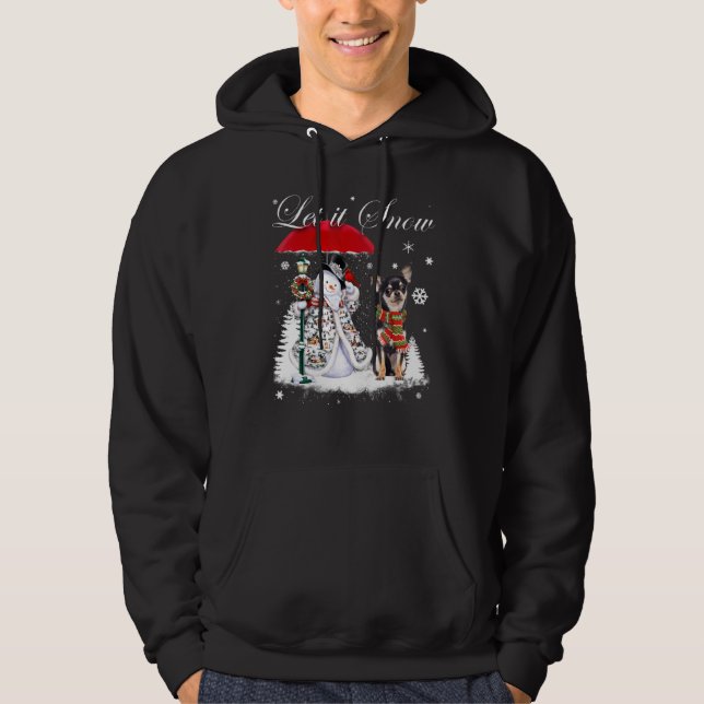 Chihuahua Santa Hund jul Snögubbe Julafton Pajama Hoodie (Framsida)