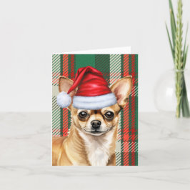 Chihuahua Santa Hund Red Grönt Plade jul Helgkort