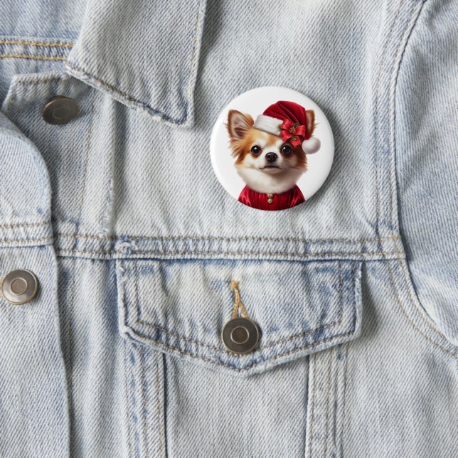 Chihuahua Santa jul Mode Button Helgdag Knapp (In Situ)