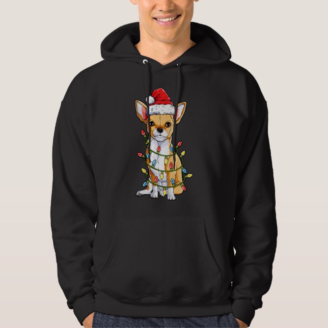 Chihuahua Santa Julgran Ljus Julafton Boys Ki Hoodie (Framsida)