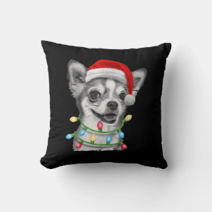 Chihuahua Santa julgran ljus julafton gåvor Kudde