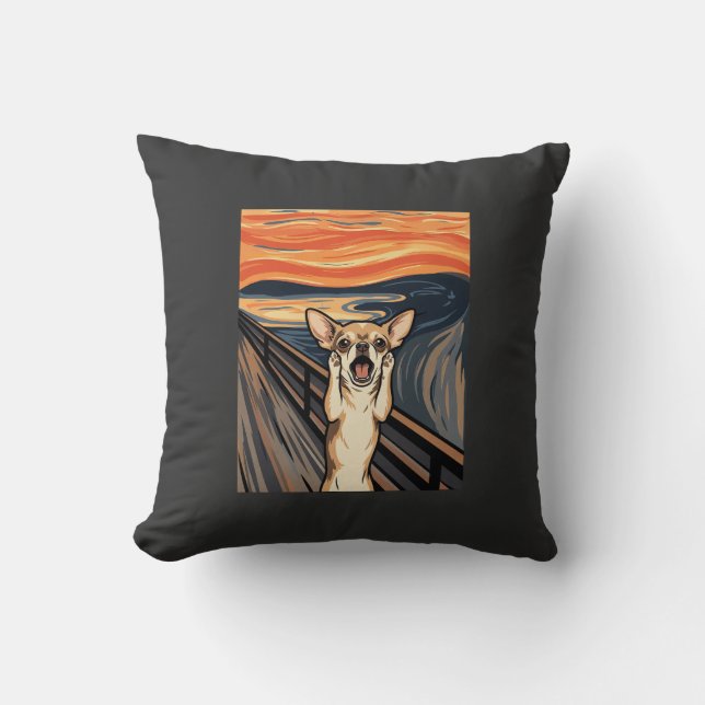 Chihuahua Scream Expressionist Hundkonst_1 Kudde (Framsida)