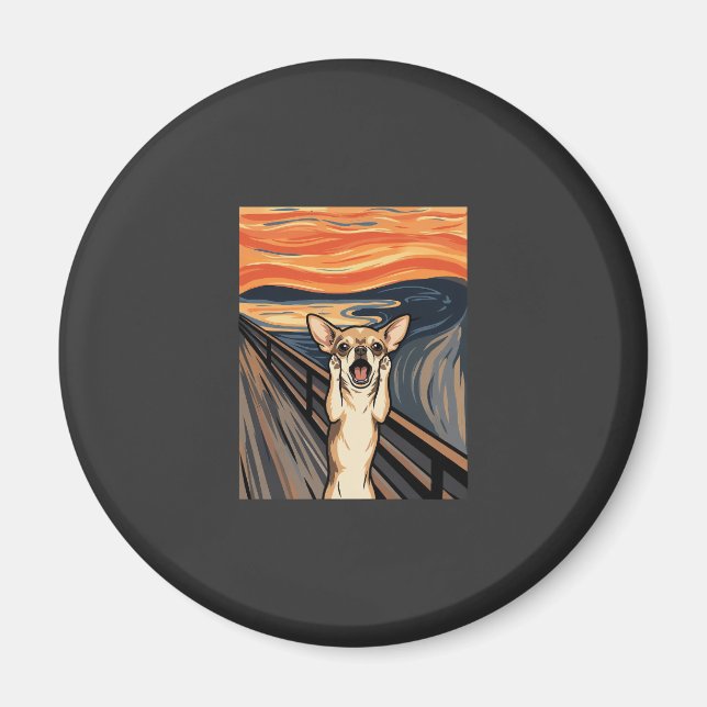 Chihuahua Scream Expressionistiskt Hundkonst_1 Magnet (Framsidan)