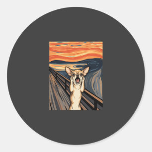 Chihuahua Scream Expressionistiskt Hundkonst_1 Runt Klistermärke