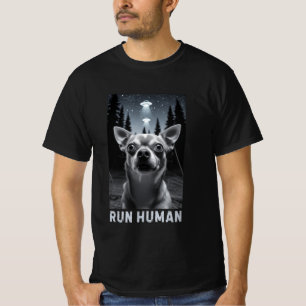 Chihuahua Selfie UFO Roligt Quirky Design T Shirt