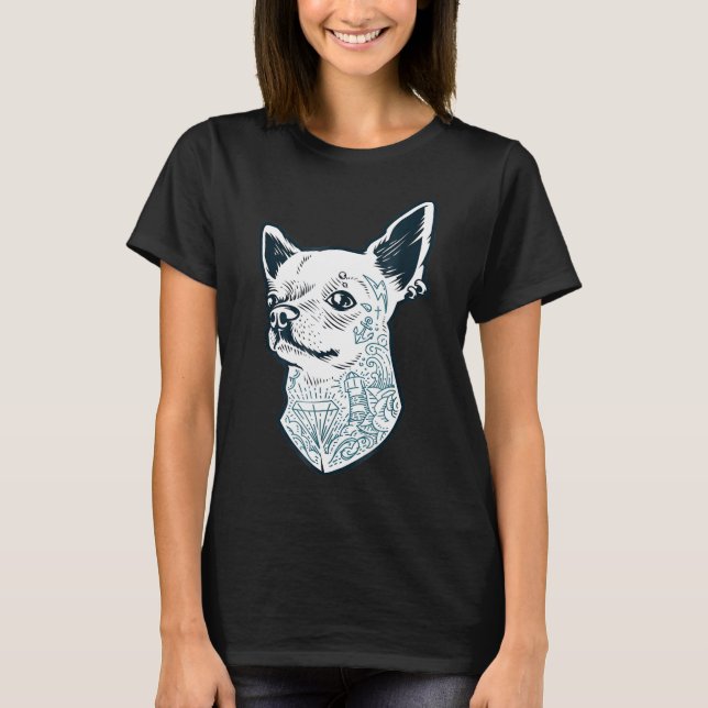 Chihuahua Shirt for Tattooed Rockers Punk Sten Hun T (Framsida)