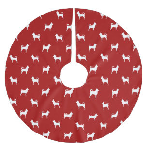 Chihuahua Silhuett Mönster Julgransmatta Borstad Polyester