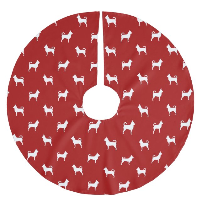 Chihuahua Silhuett Mönster Julgransmatta Borstad Polyester (Framsidan)
