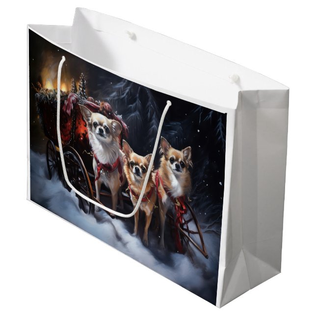 Chihuahua Snowy Sleigh-juldekretet (Framsidan Vinklad)