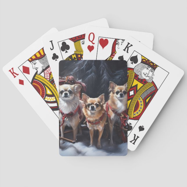 Chihuahua Snowy Sleigh-juldekretet Casinokort (Baksidan)