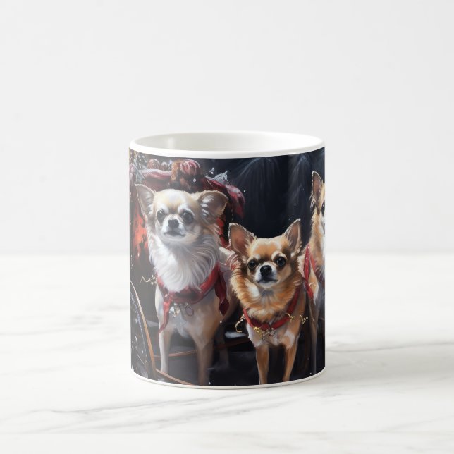 Chihuahua Snowy Sleigh-juldekretet Kaffemugg (Center)