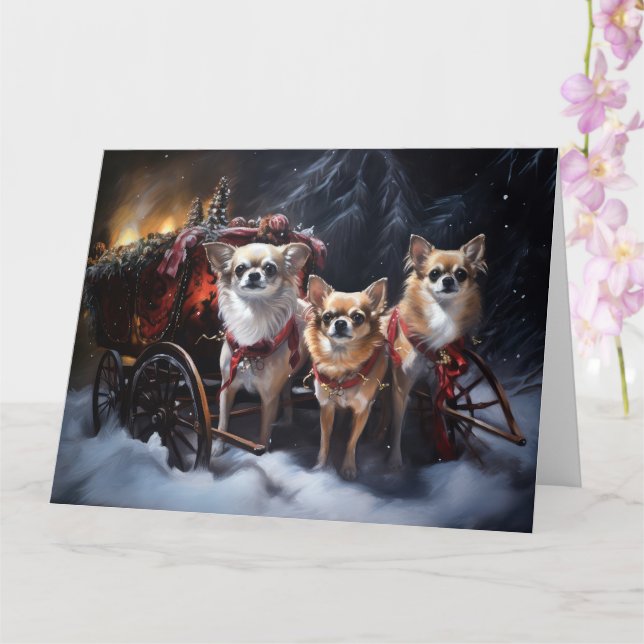 Chihuahua Snowy Sleigh-juldekretet Kort (Orkide)