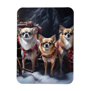 Chihuahua Snowy Sleigh-juldekretet Magnet