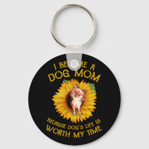 Chihuahua Solros Hund Mamma Hund älskare Ord Gift Nyckelring