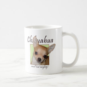 Chihuahua som är liten men mycket kaffemugg