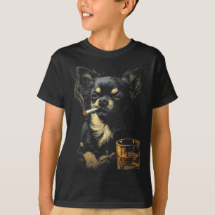 Chihuahua som röker cigarett Whiskyälskare Rolig h T Shirt