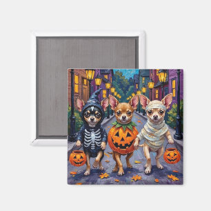 Chihuahua som söker godis på Halloween Magnet